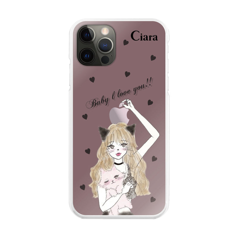 iPhoneケース ハイブリッド クリアケース ブラックキャットガール