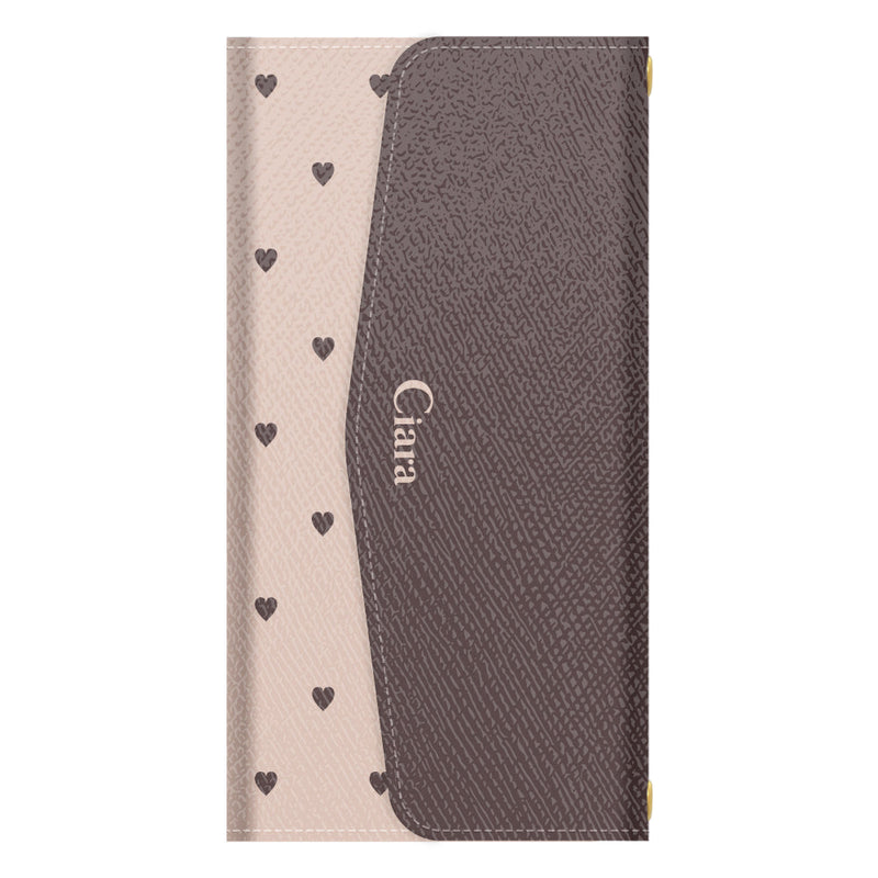 Rakutenケース カード収納 ミラー ストラップ付き レザー 三つ折り 手帳型ケース スウィートハート