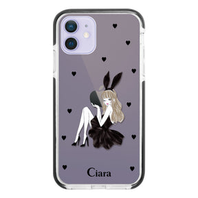 iPhoneケース クッションバンパー 耐衝撃クリアケース ブラックバニー