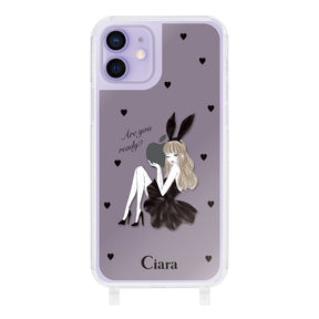 iPhoneケース  ストラップクリアケース ブラックバニー