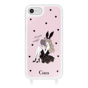iPhoneケース  ストラップクリアケース ブラックバニー