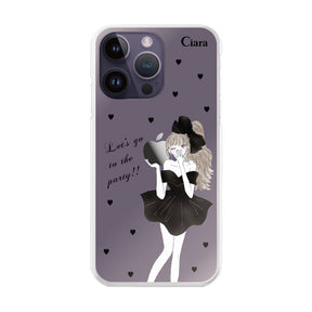 iPhone14ProMax ハイブリッド クリアケース ブラックリボン クリア