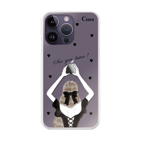 iPhoneケース ハイブリッド クリアケース ブラックバックショット