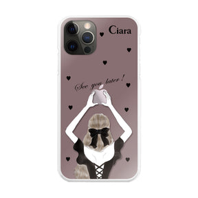 iPhoneX/XS ハイブリッド クリアケース ブラックバックショット ピンク