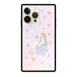 iPhone14Proケース スクエア 強化ガラスケース ラベンダーガール パステル