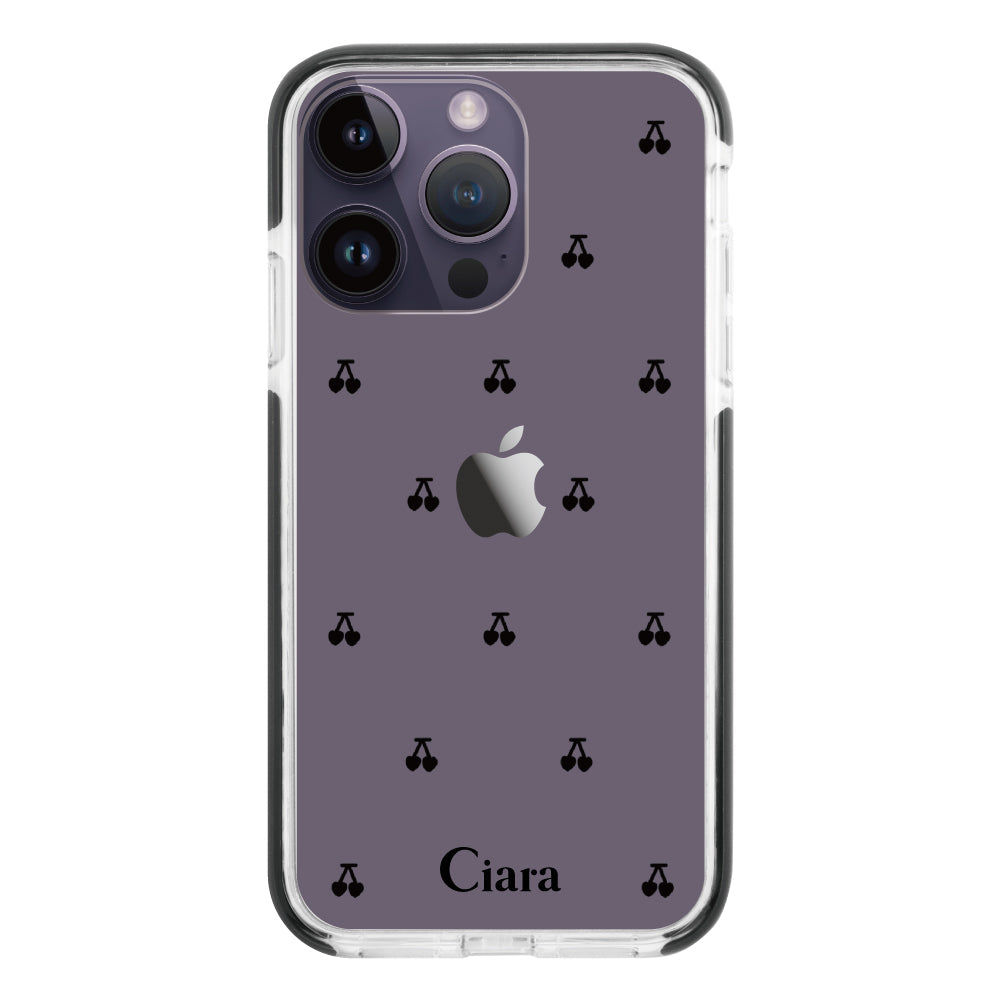 iPhoneケース クッションバンパー 耐衝撃クリアケース タイニーチェリー