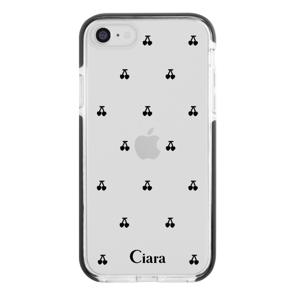 iPhoneケース クッションバンパー 耐衝撃クリアケース タイニーチェリー