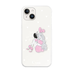 iPhone14 ハイブリッド クリアケース ピンクバニー クリア