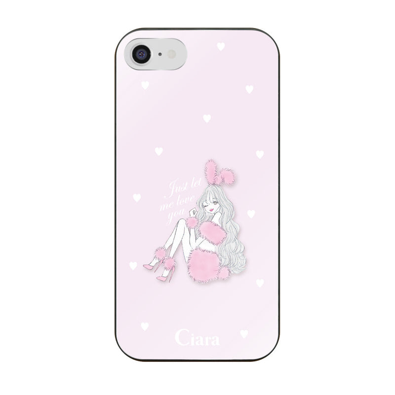 iPhoneケース ガラス 強化ガラスケース ピンクバニー