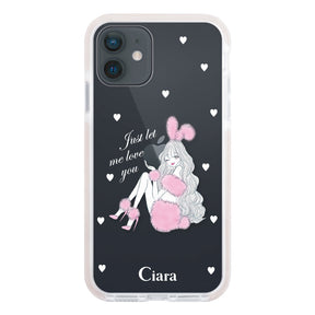 iPhoneケース クッションバンパー 耐衝撃クリアケース ピンクバニー