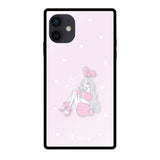 iPhoneXRケース スクエア 強化ガラスケース ピンクバニー ピンク
