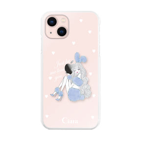 iPhone13 ハイブリッド クリアケース ブルーバニー クリア