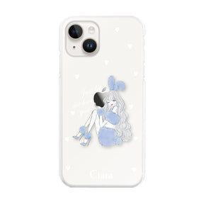 iPhone14 ハイブリッド クリアケース ブルーバニー クリア