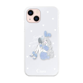 iPhone13 ハイブリッド クリアケース ブルーバニー ブルー