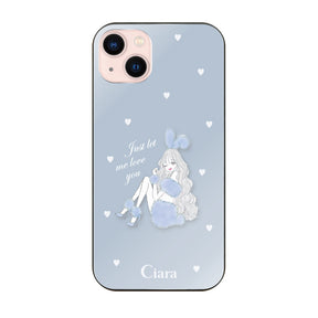 iPhone13 ガラス 強化ガラスケース ブルーバニー ブルー