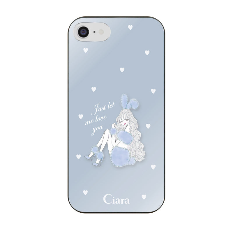 iPhoneケース ガラス 強化ガラスケース ブルーバニー