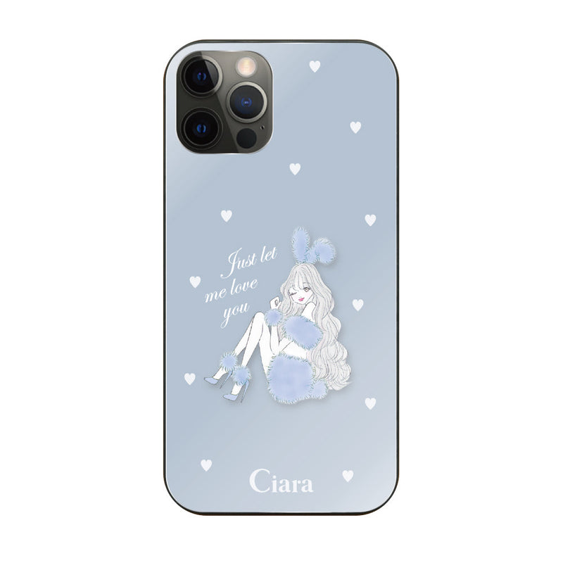 iPhoneケース ガラス 強化ガラスケース ブルーバニー