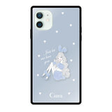 iPhone12miniケース スクエア 強化ガラスケース ブルーバニー ブルー