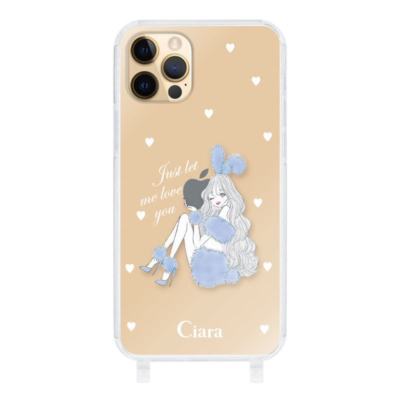 iPhoneケース  ストラップクリアケース ブルーバニー