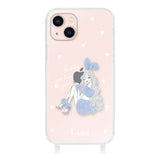 iPhone13 ストラップクリアケース ブルーバニー クリア