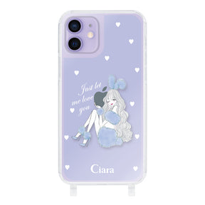 iPhone12/12Pro ストラップクリアケース ブルーバニー ブルー