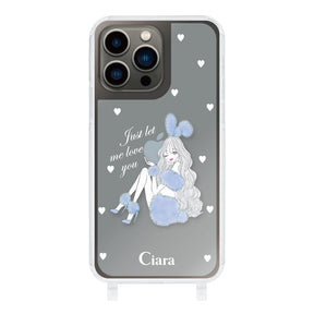 iPhone13Pro ストラップクリアケース ブルーバニー ブルー