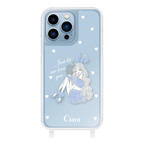 iPhone13ProMax ストラップクリアケース ブルーバニー ブルー