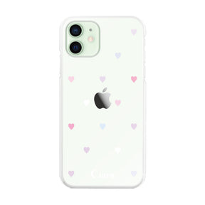 iPhone12mini ハイブリッド クリアケース パステルハート パステル