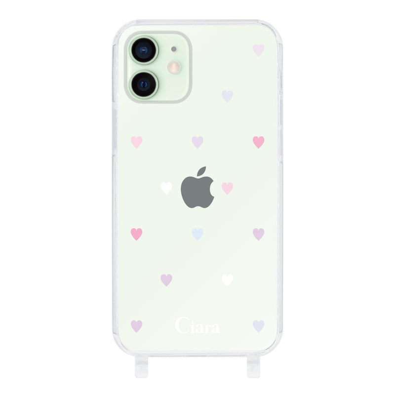 iPhoneケース  ストラップクリアケース パステルハート