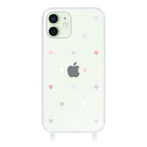 iPhoneケース  ストラップクリアケース パステルハート