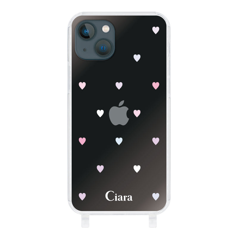 iPhoneケース  ストラップクリアケース パステルハート