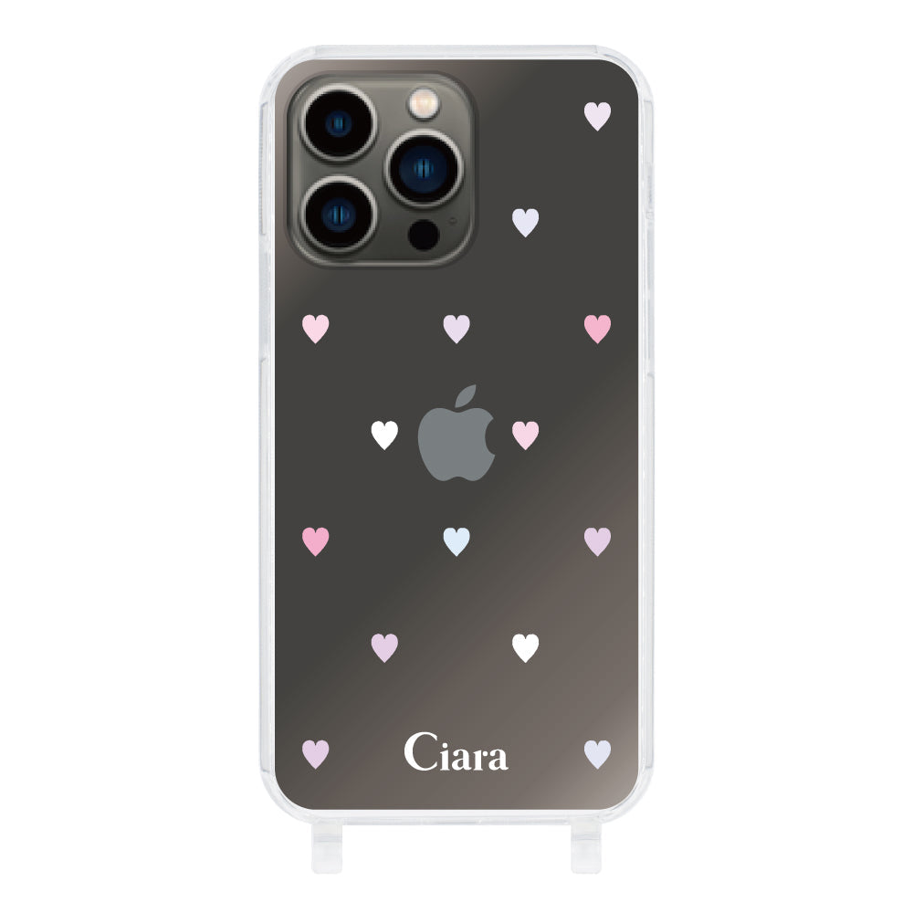 iPhone15ProMaxケース ストラップクリアケース パステルハート