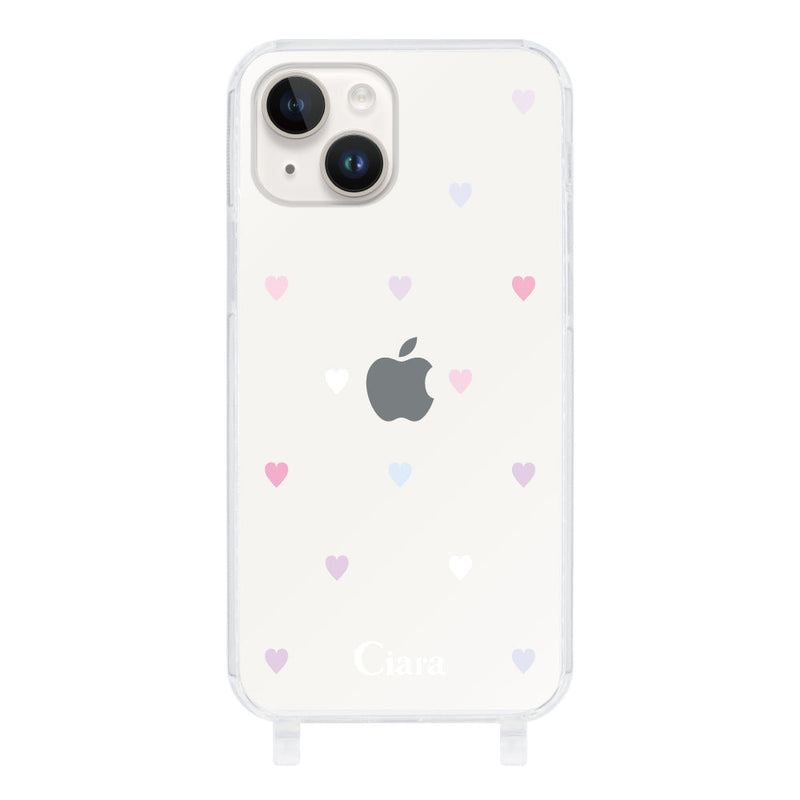iPhoneケース  ストラップクリアケース パステルハート