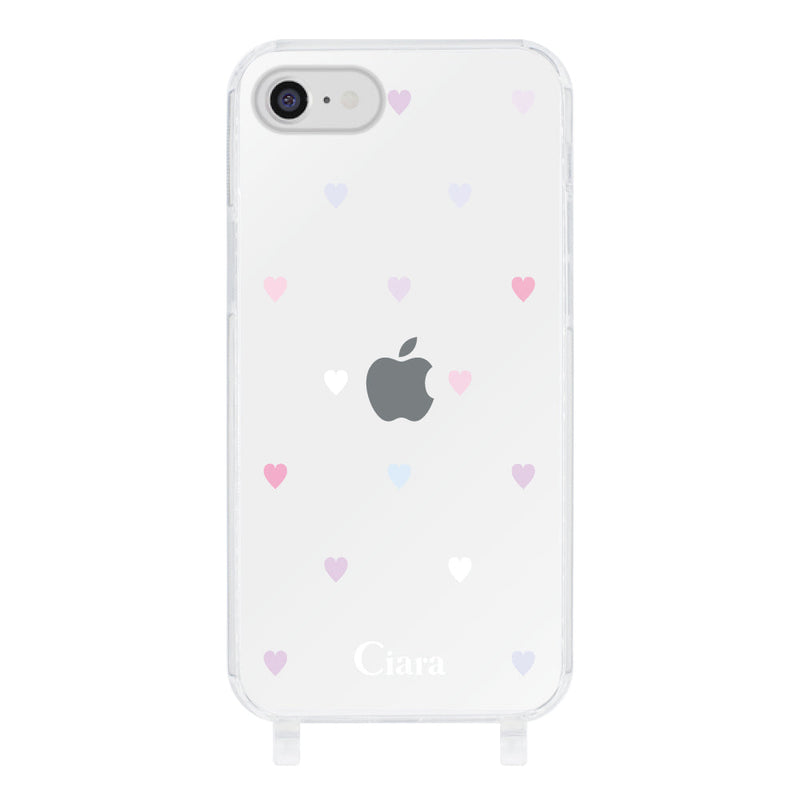 iPhoneケース  ストラップクリアケース パステルハート