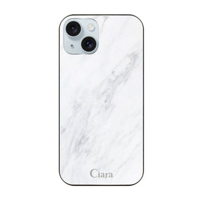 iPhone15Plus ガラス 強化ガラスケース マーブル ホワイト