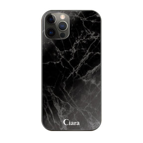 iPhoneX/XS ガラス 強化ガラスケース マーブル ブラック