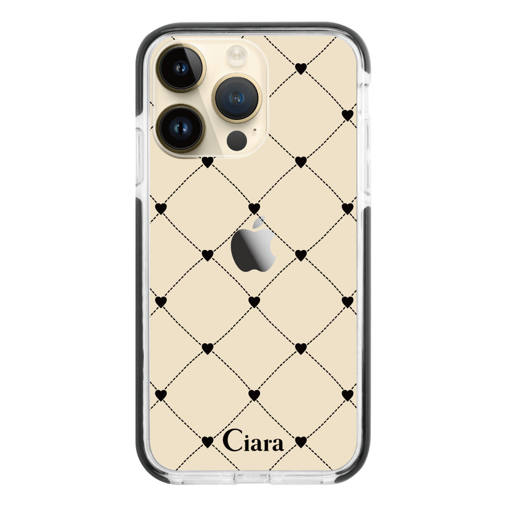 iPhone14Proケース】 クッションバンパー HEART QUILTING(ハート