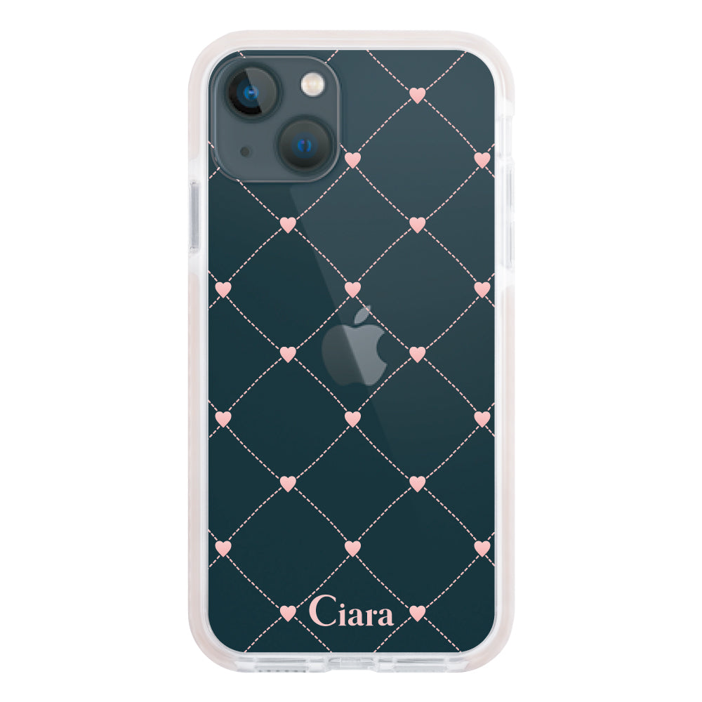 iPhone13miniケース】 クッションバンパー HEART QUILTING(ハート