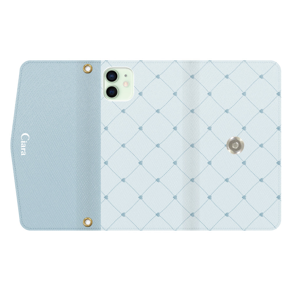 iPhone12miniケース】 手帳型 HEART QUILTING(ハート