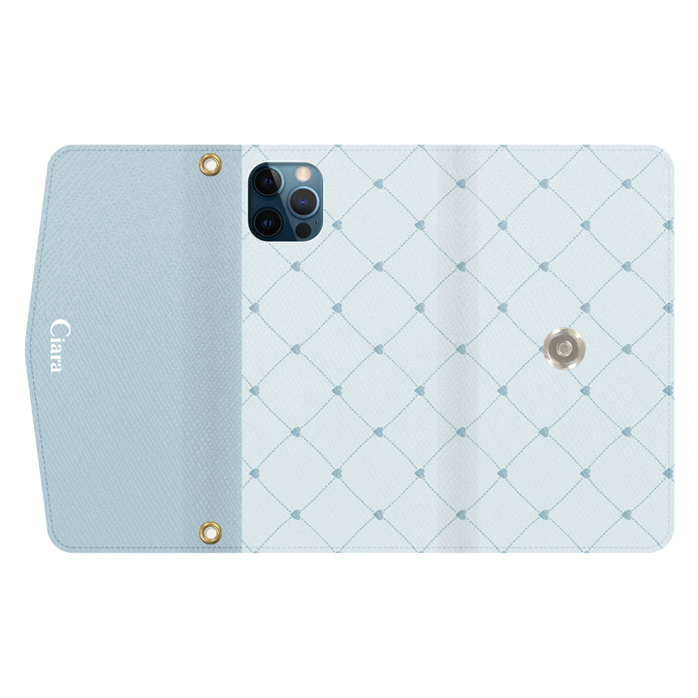 iPhone12ProMaxケース】 手帳型 HEART QUILTING(ハートキルティング