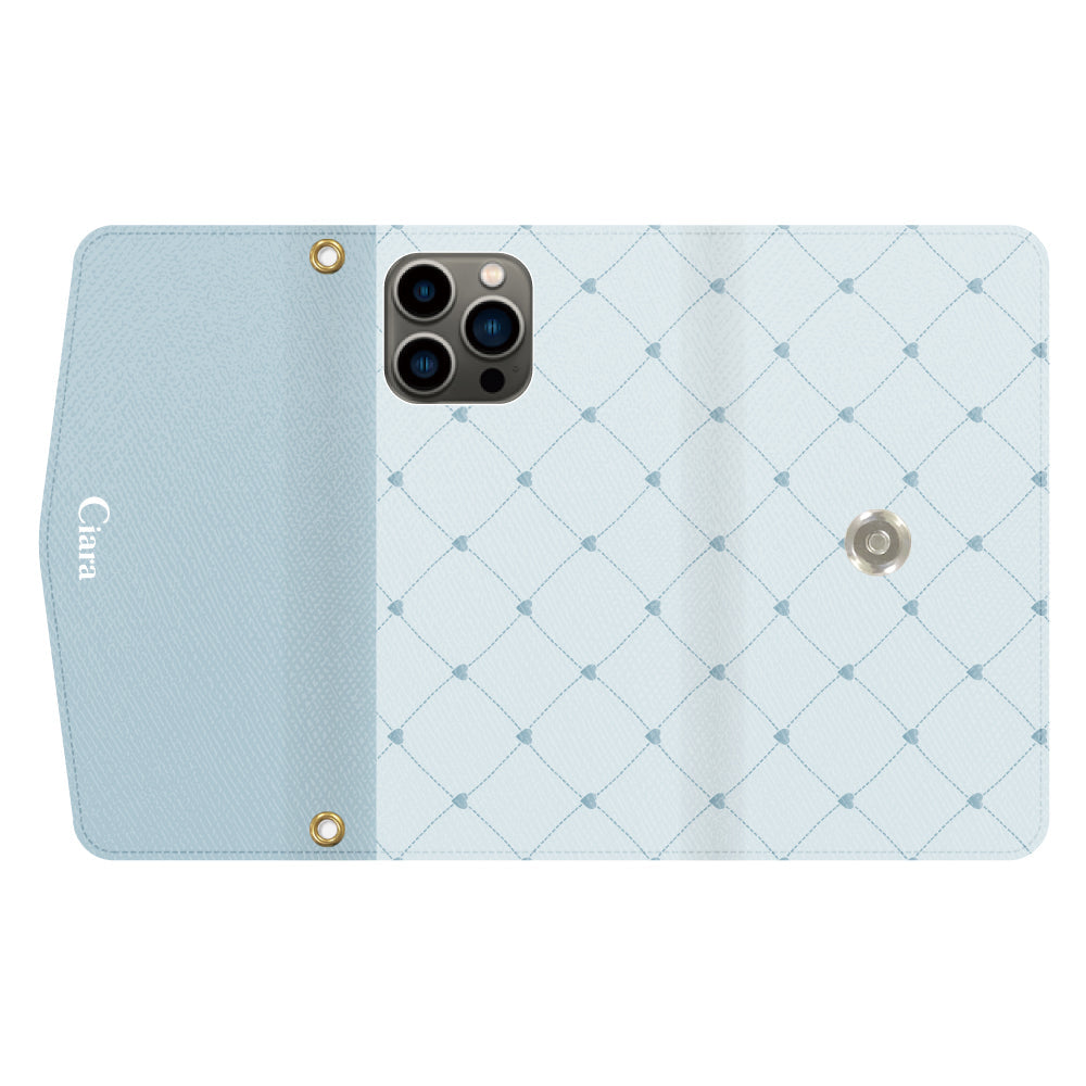 iPhone13Proケース】 手帳型 HEART QUILTING(ハートキルティング 