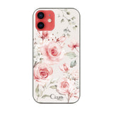 iPhone11 ガラス 強化ガラスケース スプリンクルフラワー ピンク