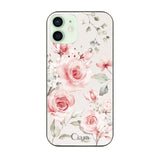 iPhone12mini ガラス 強化ガラスケース スプリンクルフラワー ピンク