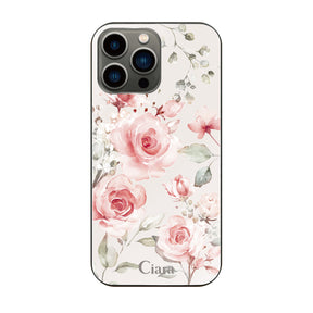 iPhone13Pro ガラス 強化ガラスケース スプリンクルフラワー ピンク