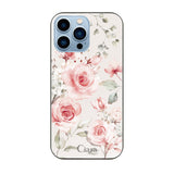 iPhone13ProMax ガラス 強化ガラスケース スプリンクルフラワー ピンク