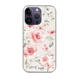 iPhone14ProMax ガラス 強化ガラスケース スプリンクルフラワー ピンク