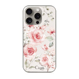 iPhone15Pro ガラス 強化ガラスケース スプリンクルフラワー ピンク