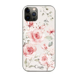 iPhoneX/XS ガラス 強化ガラスケース スプリンクルフラワー ピンク