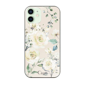 iPhone12mini ガラス 強化ガラスケース スプリンクルフラワー イエロー