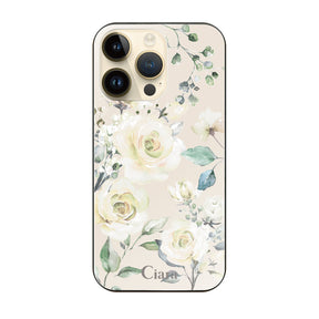 iPhone14Pro ガラス 強化ガラスケース スプリンクルフラワー イエロー